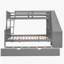 Lit superposé simple au-dessus d'un lit double avec lit gigogne et bureau intégré, trois tiroirs de rangement et une tablette, gris