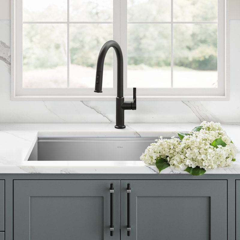 Kraus Torak 2-Function Single Handle Pull Down Kitchen Faucet, Matte Black