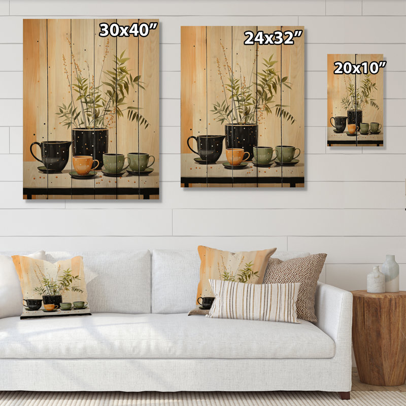 «Coffee Tea Cafe Points III» sur impression sur bois, H 20 po x l 10 po x P 0,78 po