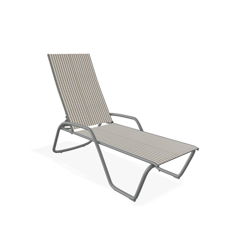 Outdoor Rust-Resistant Metal Chaise Lounge, Textured Graphite, Tan
