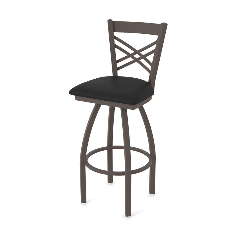 820 Catalina Swivel Stool, Bronze, Vinyl-Black Vinyl, Counter Stool (25" Seat Height)