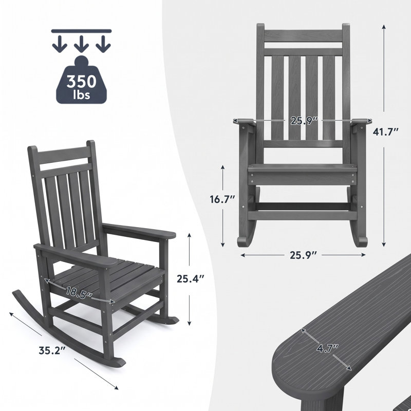 Wolak HDPE Rocking Adirondack Chair, Gris