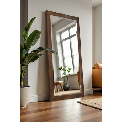 Pamphilos Solid Oak Full Length Beveled Mirror