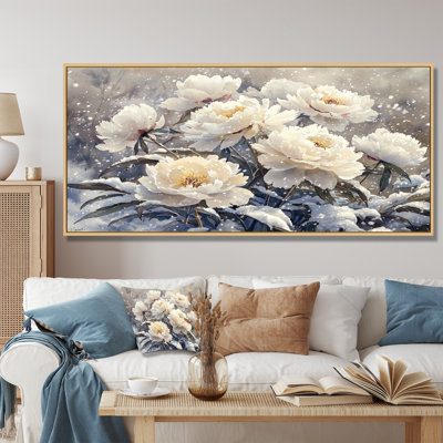 Hiver pivoines dans les congères III - pivoines, art mural sur toile