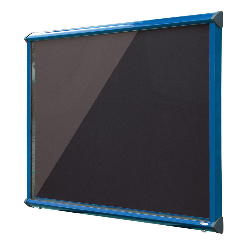 Exterior Wall Mounted Bulletin Board, 75cm H x 96.7cm W, Black, Blue