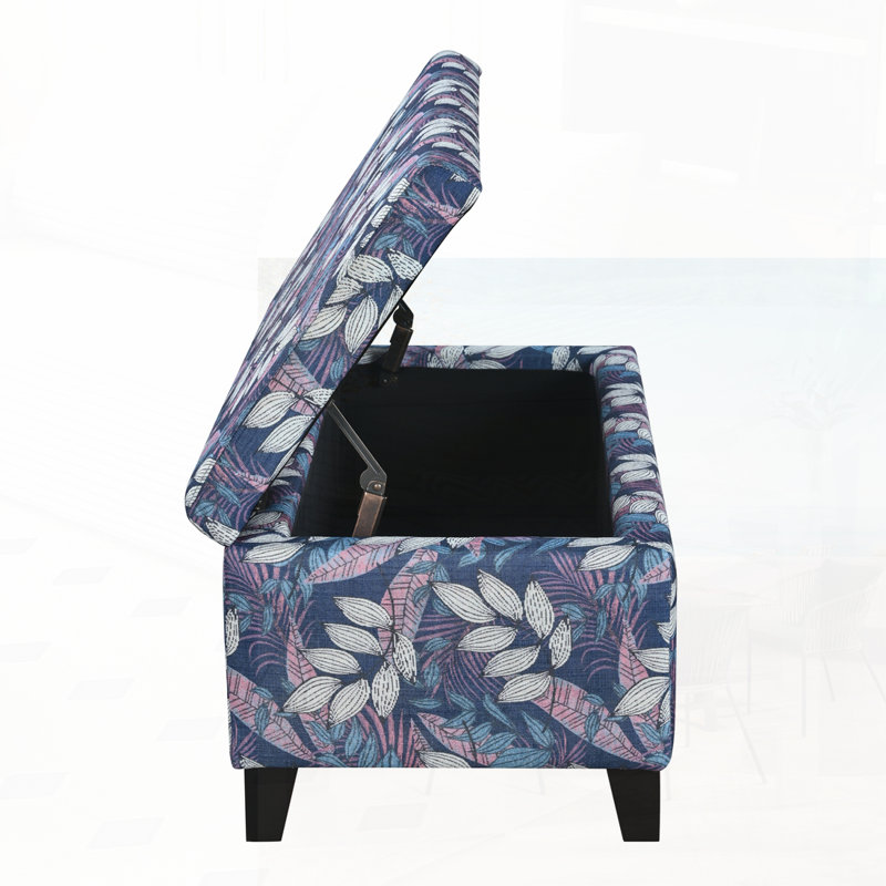 Storage Ottoman with Floral Patterned Fabric