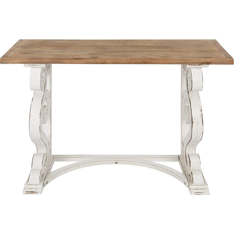 Solid Wood French Country Console Table – Rustic/White