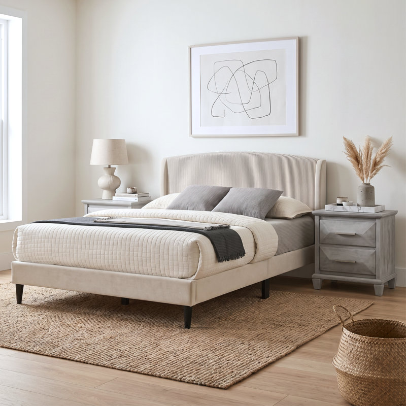 Clarence Contemporary 3 Pieces Bedroom Set, Queen, 3 Pcs: Bed, 2 Nightstands