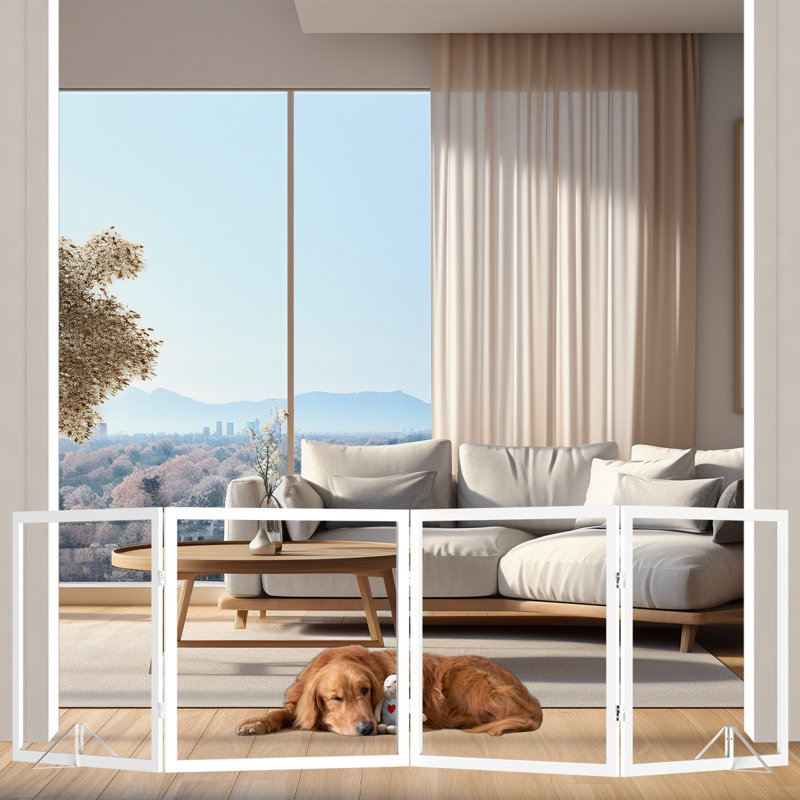 Barrière pour chien autoportante pliable transparente, H 30 po x l 88 po x P 2 po