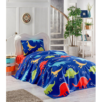 Ensemble de pique unique de qualité supérieure, bleu foncé et couleurs éclatantes | 100% coton, piqué 62,9 x 92,5, drap plat 62,9 x 94,5, taie d'oreiller 19,7 x 27,6 | 280 g / m², 142 fils, lavable à la machine, doux et durable pour un sommeil conf