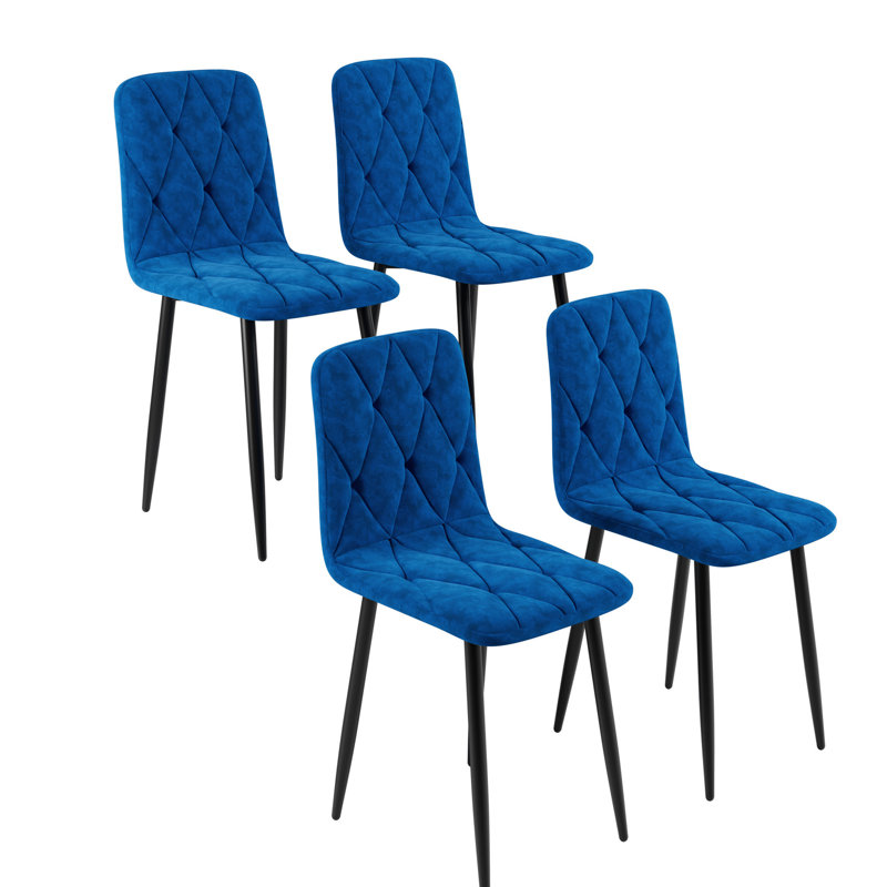 4 chaises de salle à manger en velours bleu - Pieds de soutien robustes, conception ergonomique pour le confort de la cuisine 4, courbé plus haut