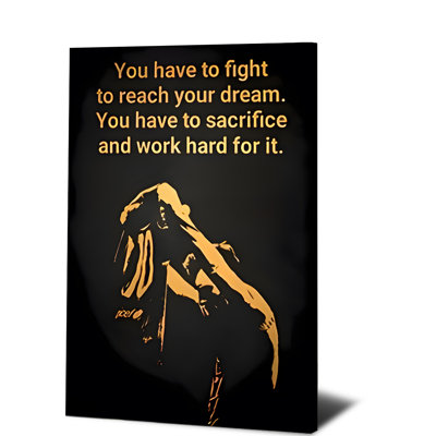 1PC Wall Arts Posters Framed,  Inspirational Motivational Quote Wall Art Decor You Have to Fight to Reach Your Dream Sacrifice and Work Hard for It Modern Home Office Decor Black and Gold Canvas Print Ready to Hang