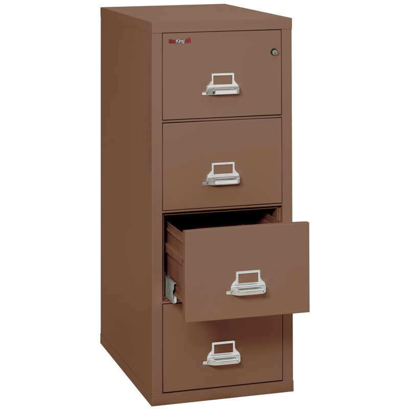 Classeur vertical 4 tiroirs ininflammable, Brun clair, Verrou à combinaison inviolable, H 52,75 po x l 20,81 po x P 31,56 po 