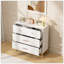 Armoire de rangement à 3 tiroirs de style nordique, commode moderne avec poignées or rose, base en bois massif pour petits espaces