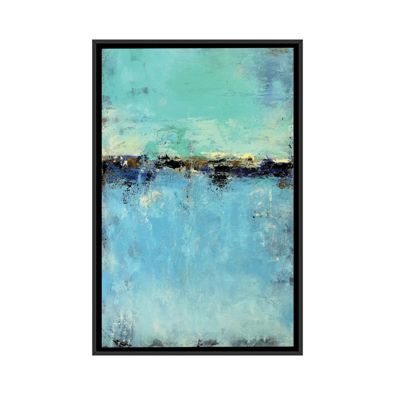 « abstract seascape ix », reproduction sur toile, H 48 po x l 32 po x P 1,5 po, Toile avec cadre noir, Pas de tapis
