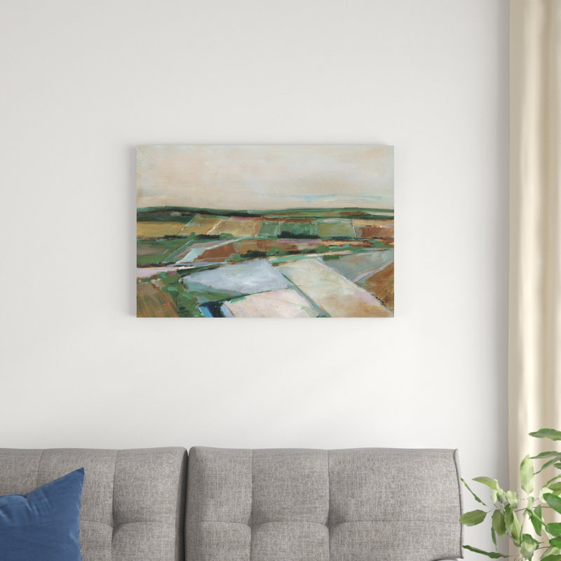 «Pastel Fields II» par Ethan Harper - peinture sur toile tendue, H 20 po x l 30 po
