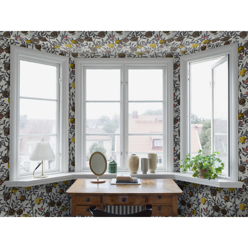 Boråstapeter Granatapple Wallpaper, White/Gray/Yellow