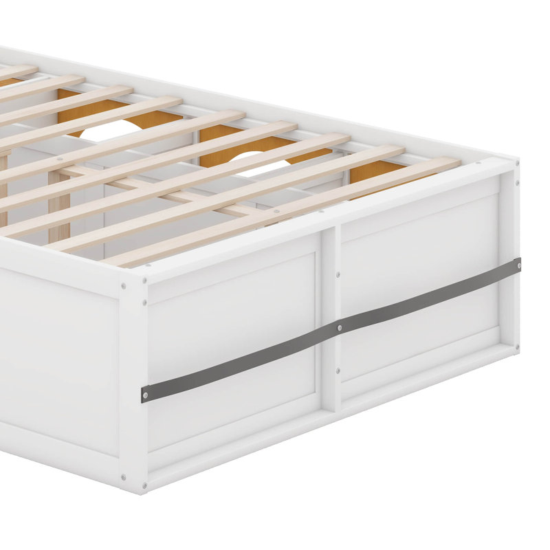 Structure de lit plateforme en bois avec tête de lit bibliothèque, lumières à DEL, tiroir de rangement pour vitrine, Queen