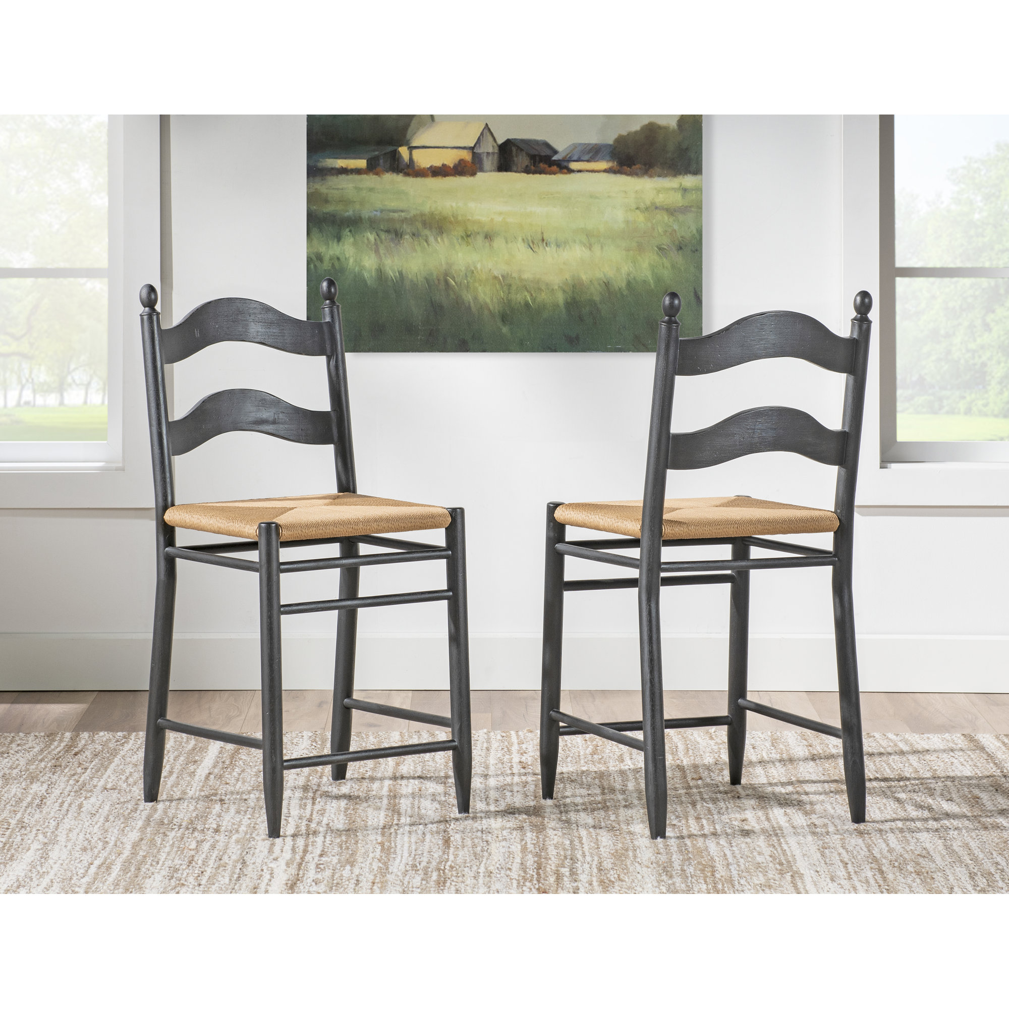 Country Living Counter Height Chair 2, Brown/Green