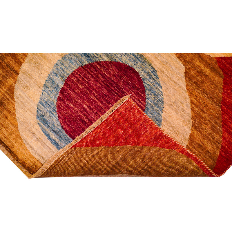 Tapis beige / rouge noué à la main de haute qualité