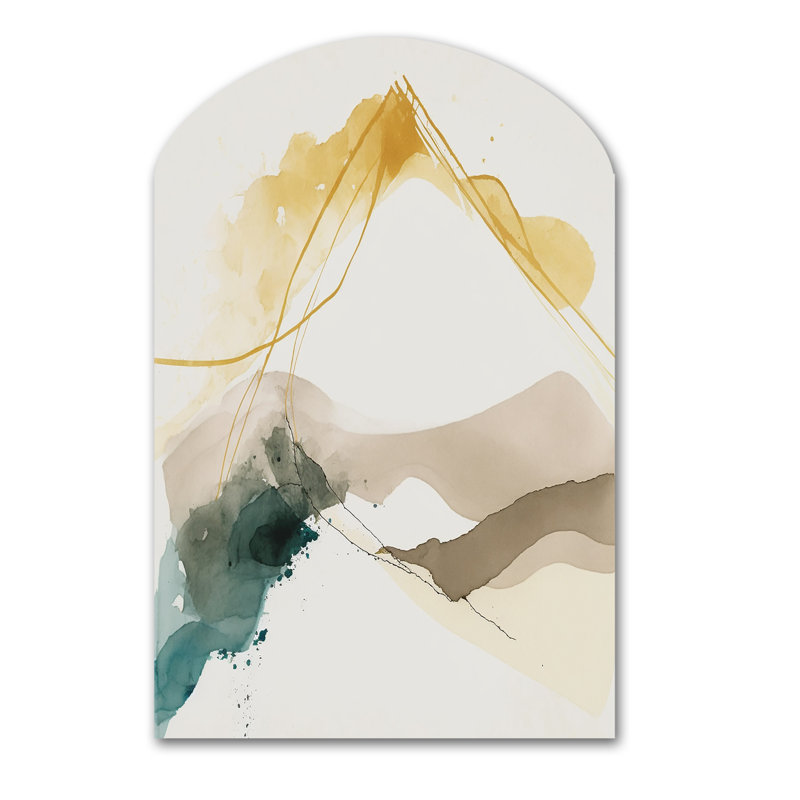 Moutarde jaune Secrets II - art abstrait encre liquide encre liquide, H 34 po x l 25 po