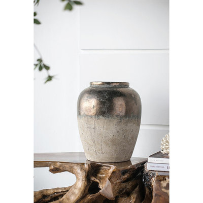 Vase rond en céramique brun Sienna