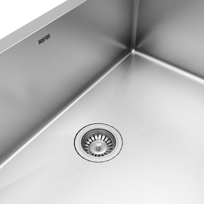Karran Elite 32" Undermount 16 Gauge Single Bowl Stainless Steel Kitchen Sink, Silver