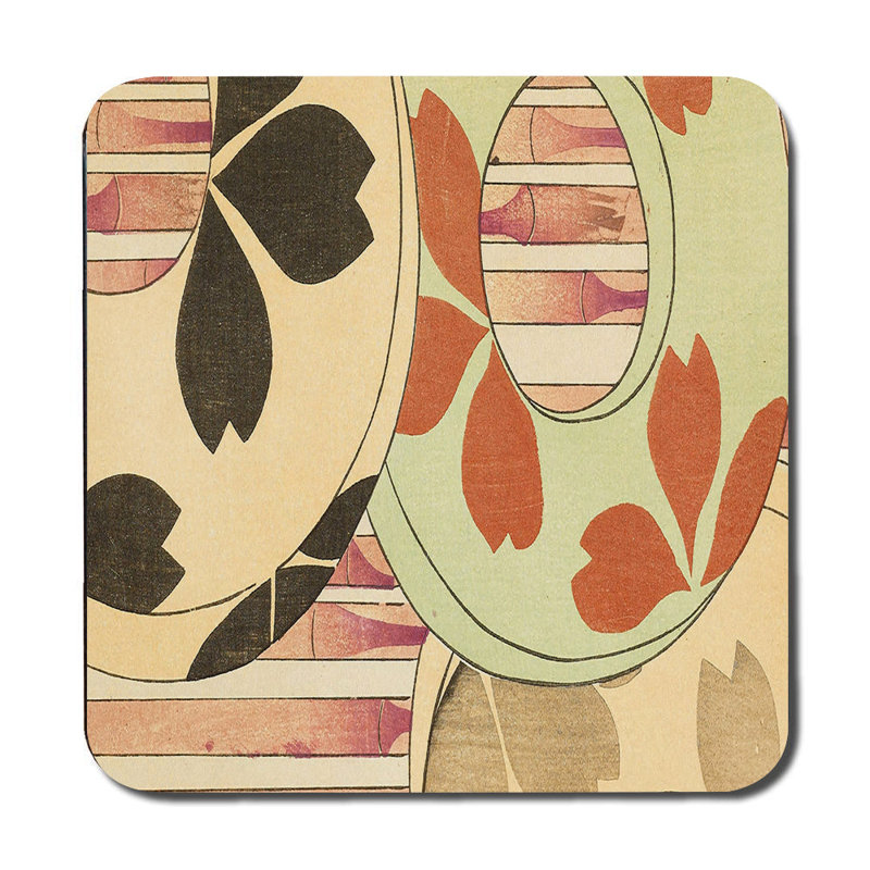 Placemat And Coaster Set Vintage Floral Leaves Pattern For Dining Table