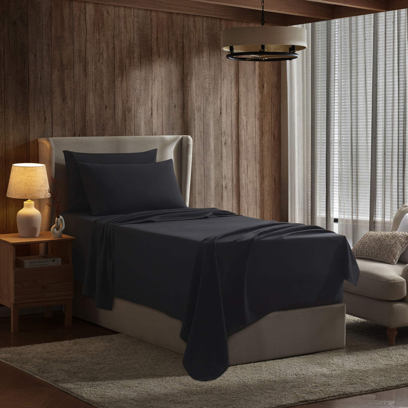 Ensemble de draps en microfibre Hotel Luxury, Noir, Double