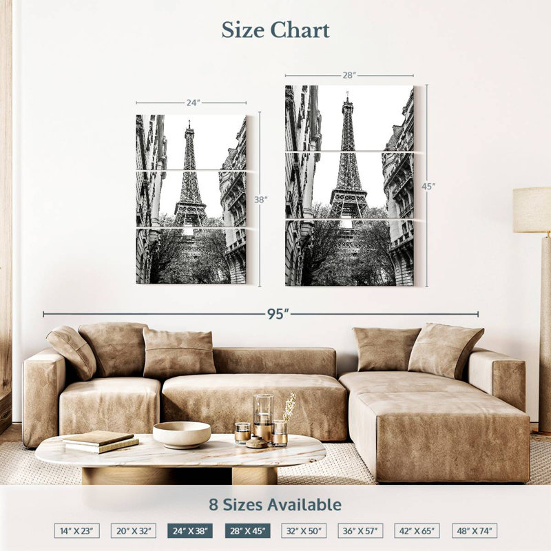 Nicci Monochrome Eiffel Tower I, 38" H x 24" W