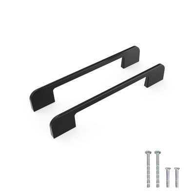 CEME 10 Pack Matte Black Cabinet Pulls 6.28 Inch CC Aluminum Square Bar Handles