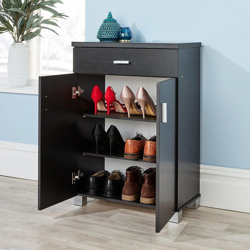 10 Pair Shoe Storage Cabinet, Black