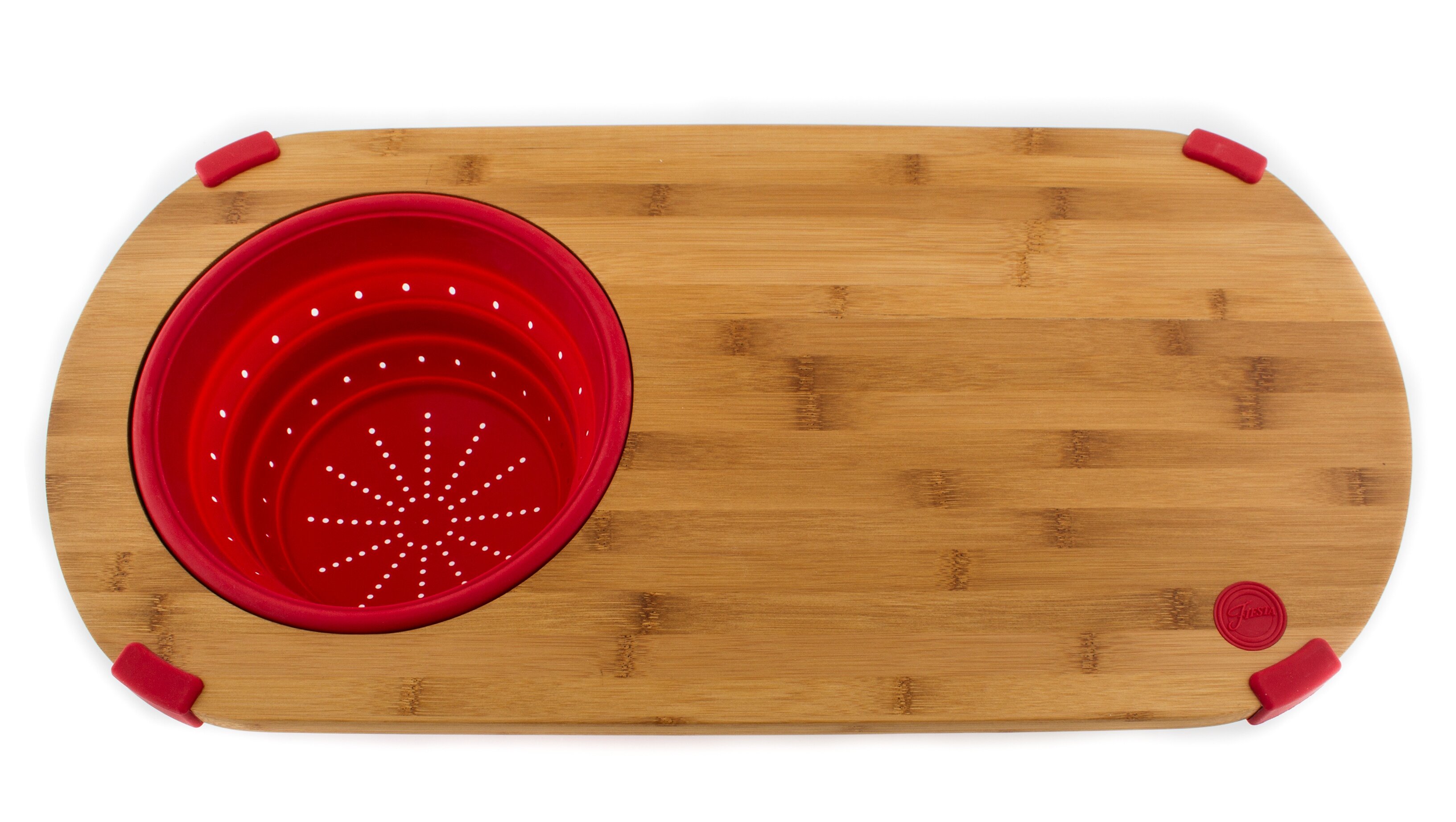 Iron Chef America Bamboo Cutting Board Reversible with Non-Slip Silicone  Edge