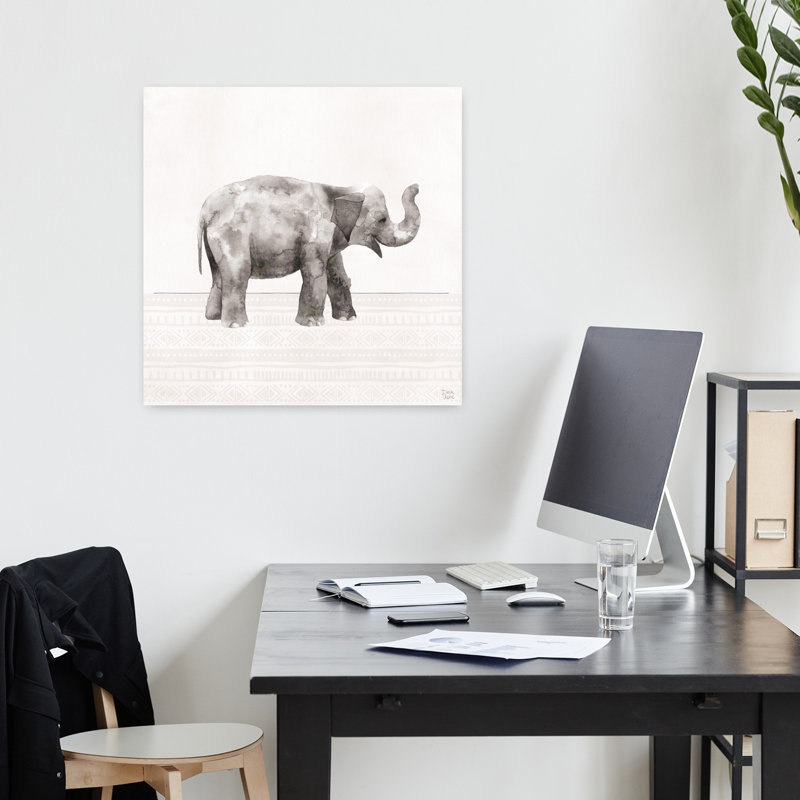 Petits animaux III, art éléphant contemporain, H 18 po x l 18 po