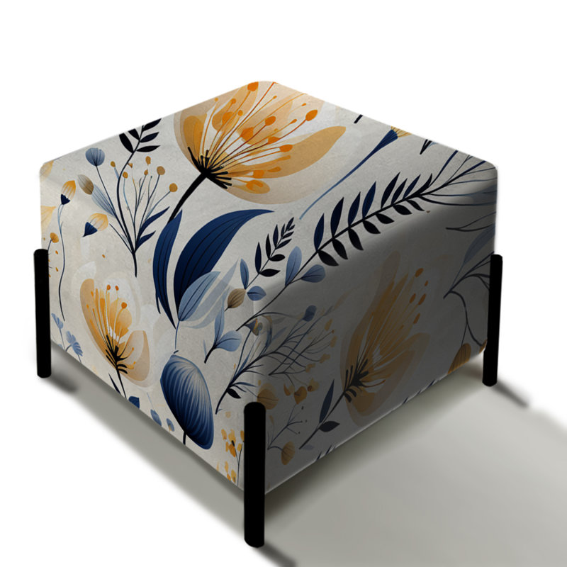 Motif floral artistique VI - repose-pieds carré floral