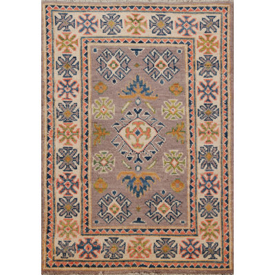 Tapis décoratif en laine fait à la main Kazak 2x3