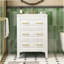 Ensemble de meuble-lavabo simple 24 po avec lavabo en céramique, ensemble de meuble-lavabo autoportant avec 3 tiroirs, cadre en bois massif, blanc-740596125