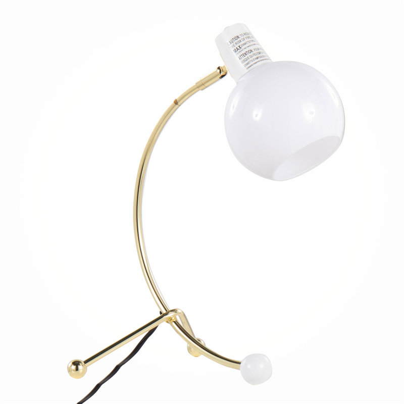 Lampe de travail en métal doré et abat-jour en plastique blanc, solide et durable, Or
