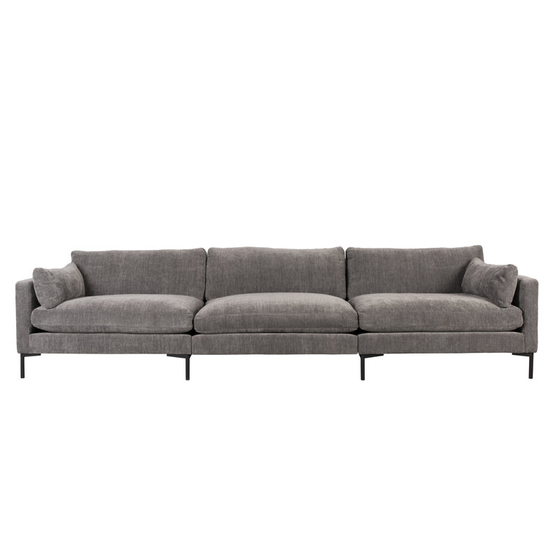 Canapé à accoudoirs carrés 132 po Summer, Mélange de polyester gris foncé