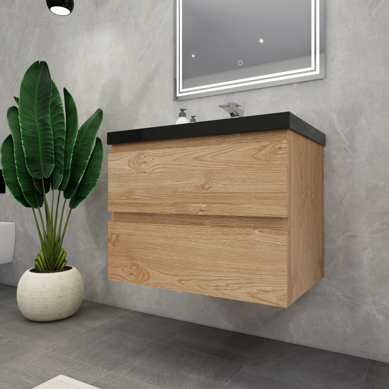 McConnico 29.5'' Single Bathroom Vanity with Acrylic Top, England Oak