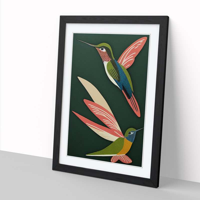 Aculina Hummingbird Unique Art Vol.1 - Single Picture Frame Print, Black, 46cm H x 34cm W x 2cm D