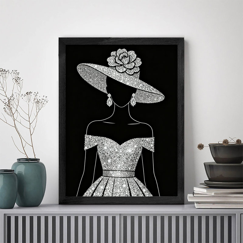 Reproduction d'art encadré noir, déesse de diamant rétro, H 11 po x l 9 po