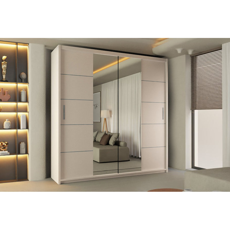 Higham 2 Door Manufactured Wood Wardrobe, 217cm H x 150cm W x 62cm D, White