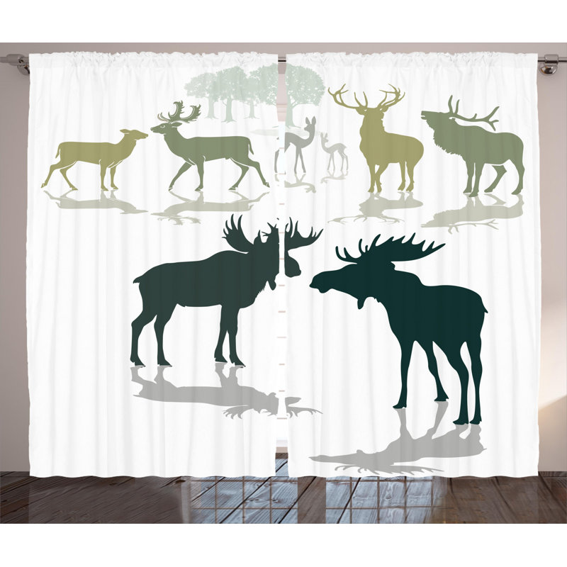 Antlers Semi-Sheer Rod Pocket Curtain Panels, 54" x 108"