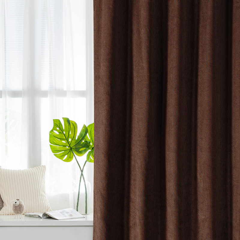 Cotton Room Darkening Curtains / Drapes Pair, 52" W x 96" L, Chocolate 