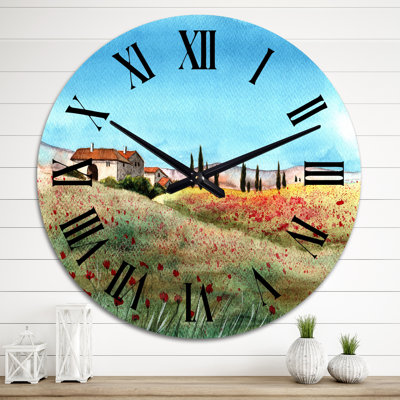 A Tuscany Landscape - Distant Villa - Horloge murale