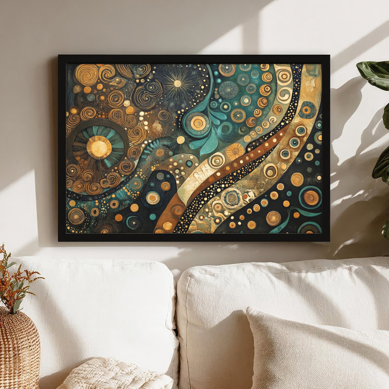 Art mural sur toile noir encadré pour le salon, la chambre à coucher, le bureau ou le vestibule - décoration murale décorative avec motif abstrait