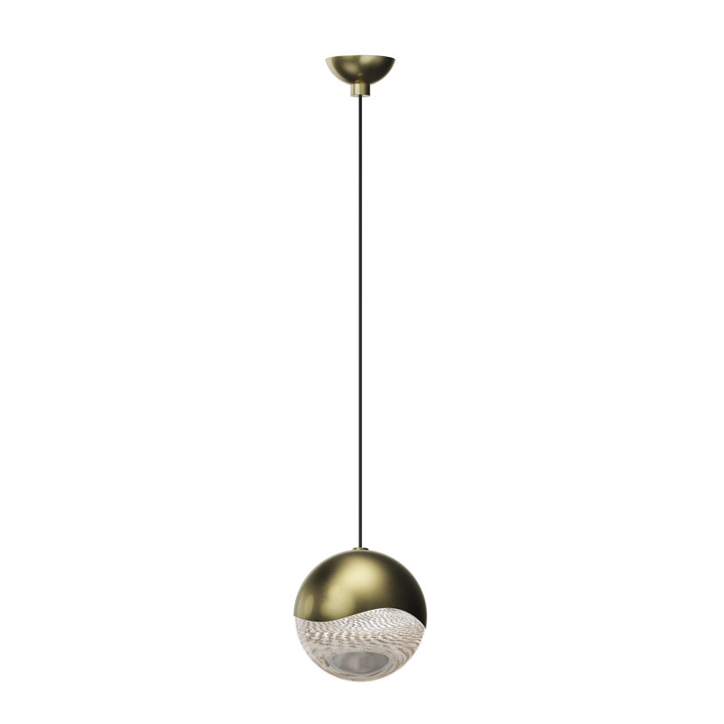 Luminous Crystal LED Globe Pendant in Satin Nickel and Brass