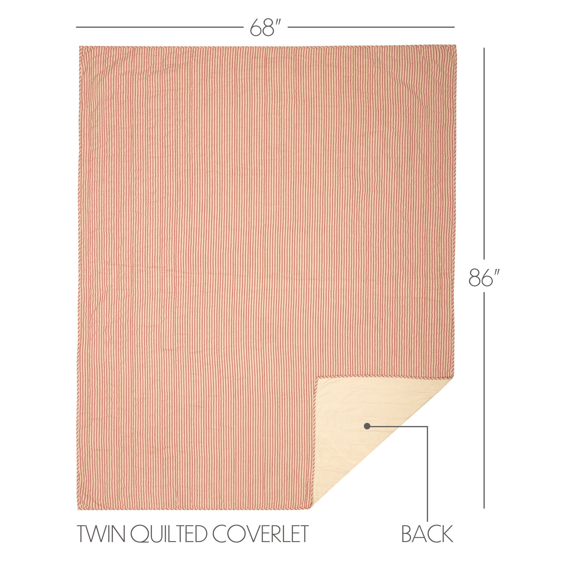 Sawyer Mill Ticking Stripe Quilt Coverlet, Twin, Country Red & Dark Tan