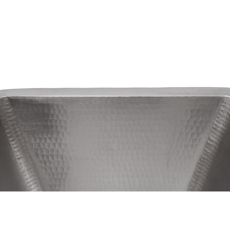 15" Square Hammered Copper Bar/Prep Sink in Nickel w/ 3.5" Drain Opening